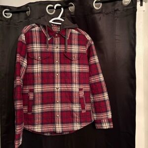 American Eagle flannel‎ quilted jacket hooded button up